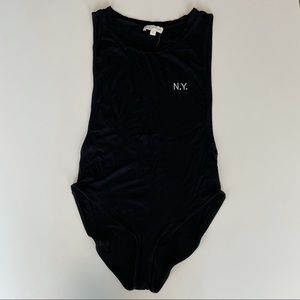 Black Bodysuit with “NY” Embroidery